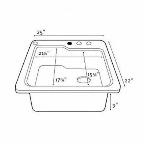 Swan White Solid Surface Single Bowl Kitchen Sink 25x22 x 22x22