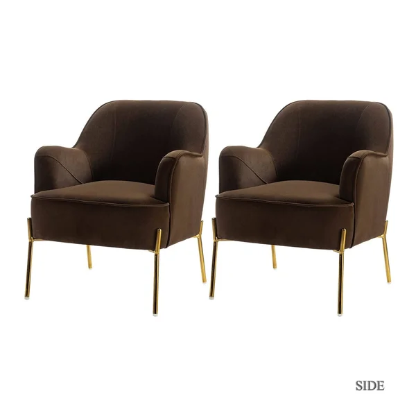 Jayden Creation Nora Blue Gold Legs Accent Chair (Set of 2)