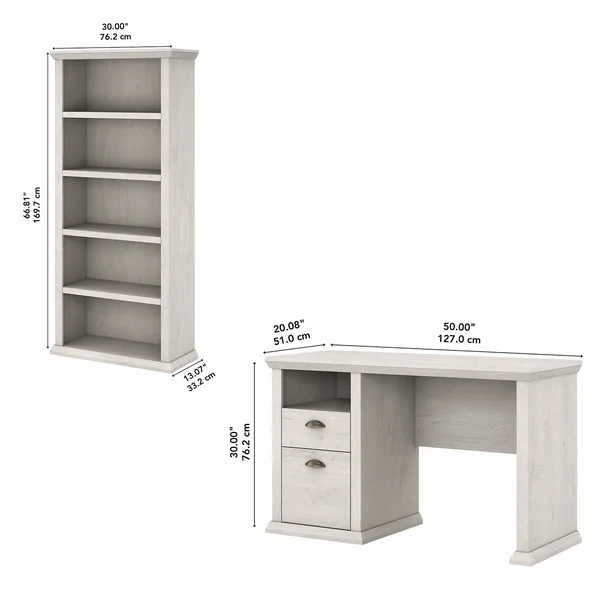 Copper Grove Senaki Home Office Desk, Bookcase - Antique Cherry