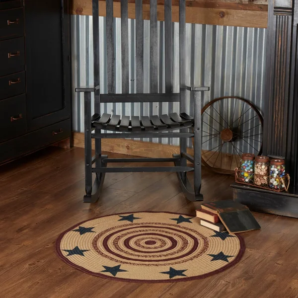 VHC Brands Potomac Jute Rug Stencil Stars 3& Round