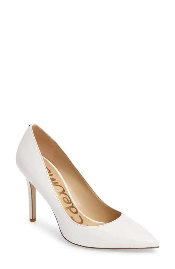 Sam Edelman Hazel Pointed Toe Pump, Bright White Leather, 9