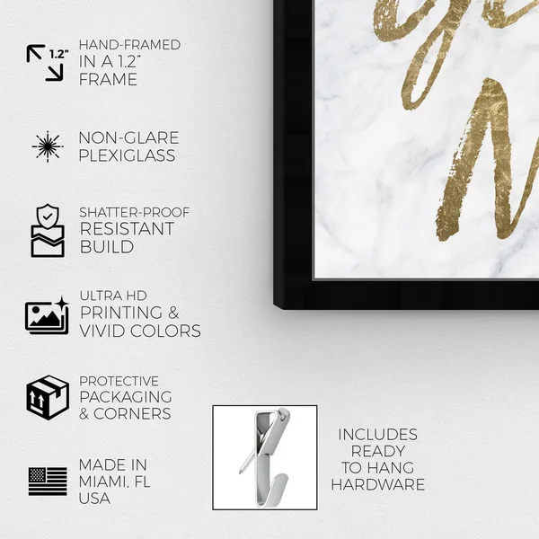 Oliver Gal 'Get Naked - Bathroom' Typography and Quotes Wall Art Framed Print Funny Quotes and Sayings - Gold - White - 56 x 38
