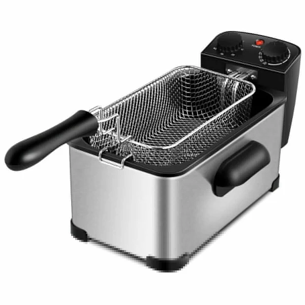 3.2 Quart Electric Stainless Steel Deep Fryer with Timer - Black/Silver