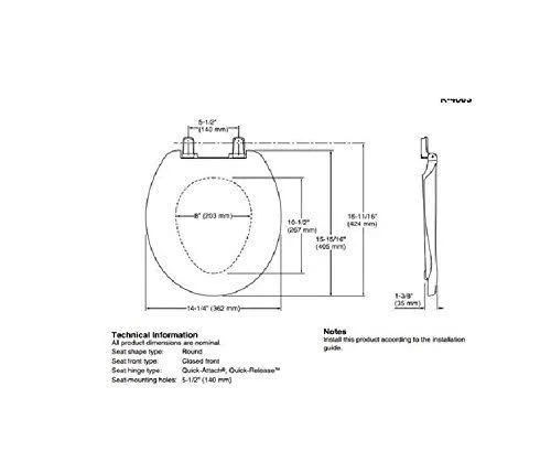 KOHLER K-4663-47 French Curve with Quick-Release Hinges Round-Front Toilet Seat - Almond