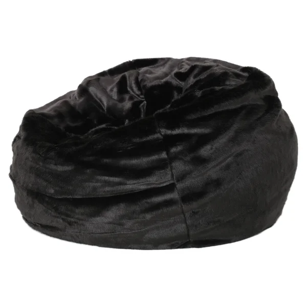 Marilyn Glam 3 Foot Faux Fur Bean Bag Chair by Christopher Knight Home - Black