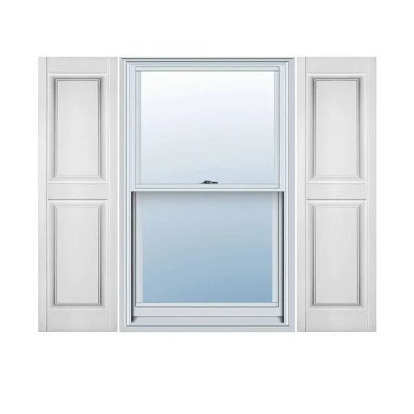 12 inchw x 46 inchh Lifetime Vinyl, Custom Two Equal Panels, Raised Panel Shutters, White