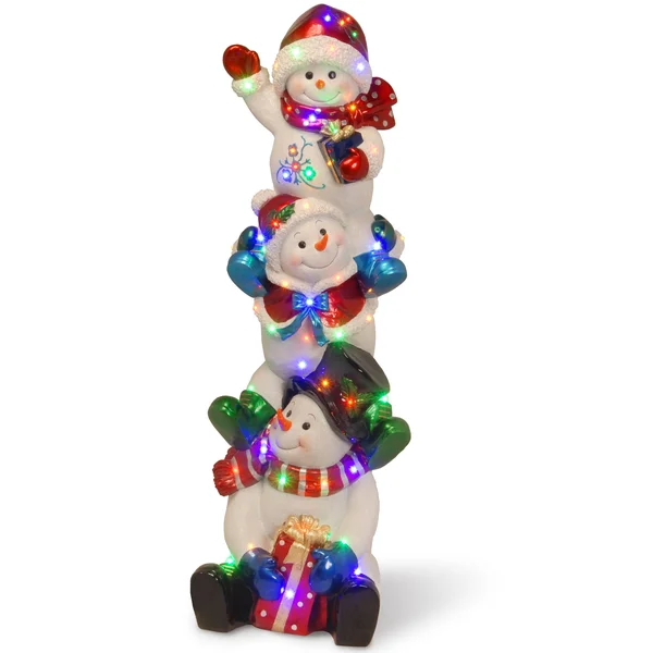 National Tree 61x22 Stacking Snowmen Family with 50 Multi LED