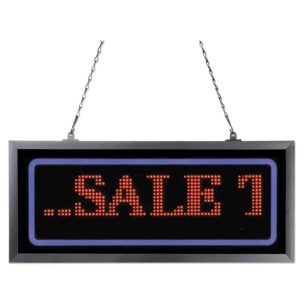 Artistic 34107 Programmable LED Message Board with Blue Border, 11 inch x 25 inch, Red/Blue