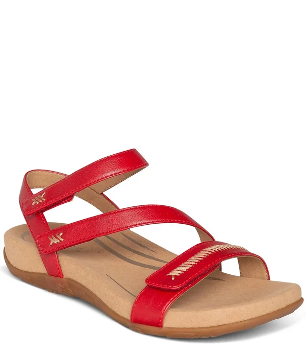 Aetrex Women's Gabby Adjustable Sandal - Red, 38