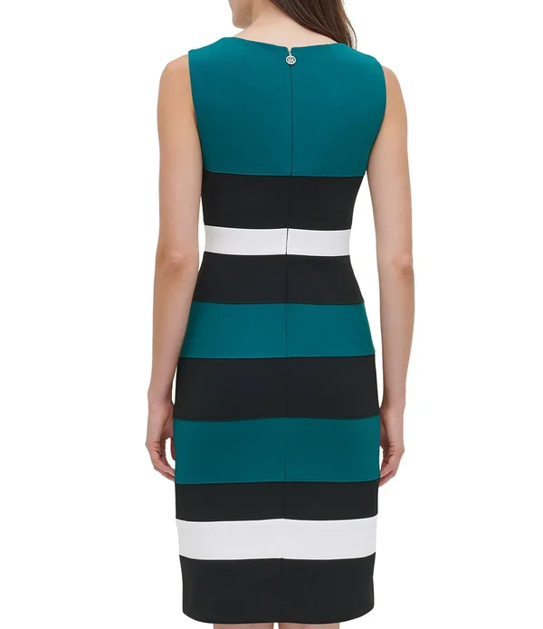 Tommy Hilfiger Colorblock Sheath Dress - Black/Sky Captain /Magenta