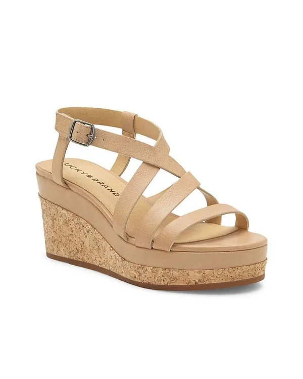 Women's Lucky Brand Batikah Strappy Wedge Sandal, Size 5.5 M - Beige