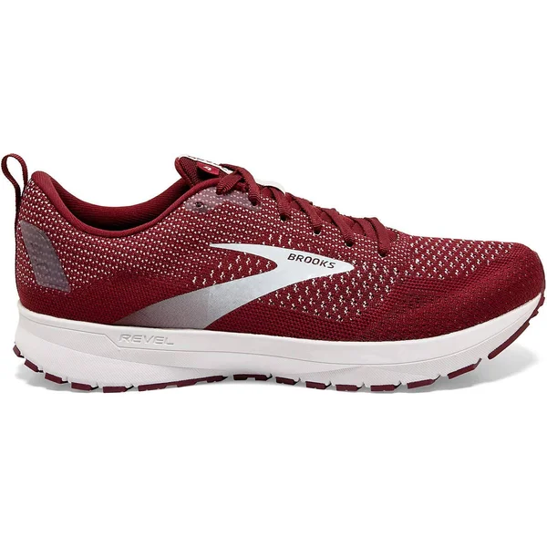 Brooks Running Men's Revel 4 Road Running Shoes, Maroon/White 8.0