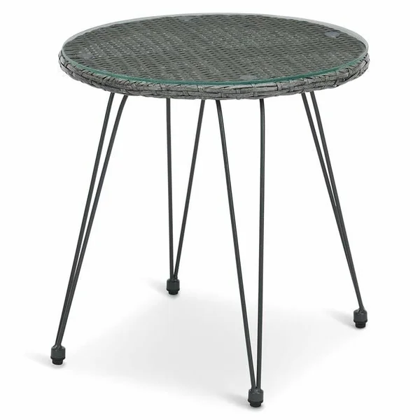 Outdoor Living 3 Piece Patio Wicker Chair Set with Coffee Table - Grey