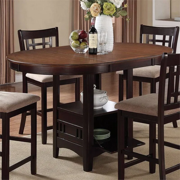 Bowery Hill Extendable Wood Counter Height Dining Table in Chocolate
