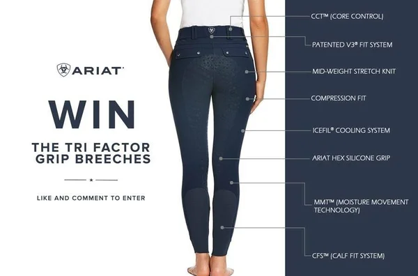 Ariat Tri Factor Grip Full Seat Breech-Blk-22-Long