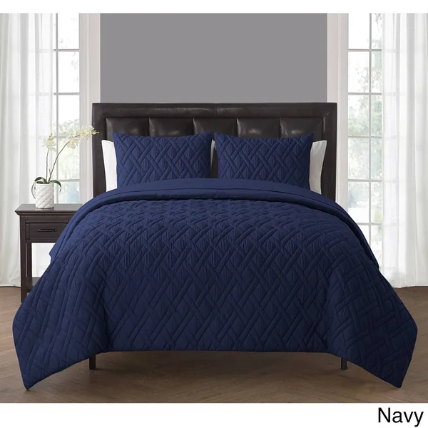 VCNY Home Lattice Embossed Bed in A Bag - Navy - Twin