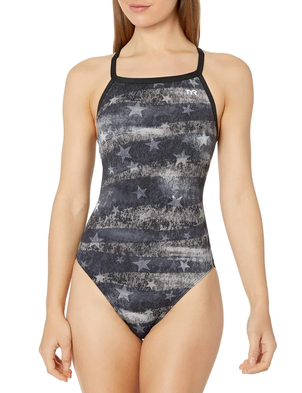 TYR Dadr7a Women's American Dream Diamondfit Swimsuit - Black/Grey, 34
