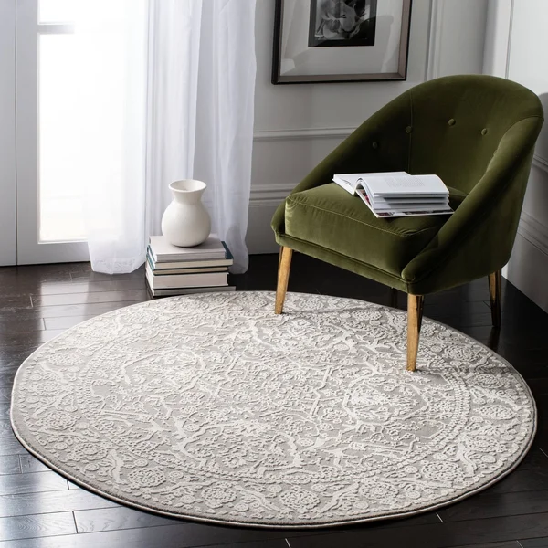 Safavieh PRN714G Princeton Grey - Beige Area Rug - 5& x 5& Round