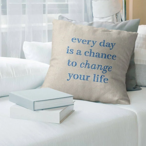 Quotes Handwritten Change Your Life Quote Pillow-Faux Suede - 20 x 20 - Square - Zipper Closure - Large - Removable Cover - Acce