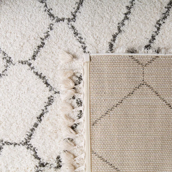 Safavieh Moroccan Fringe Shag Ivory/Gray 8 ft. x 10 ft. Geometric Abstract Area Rug
