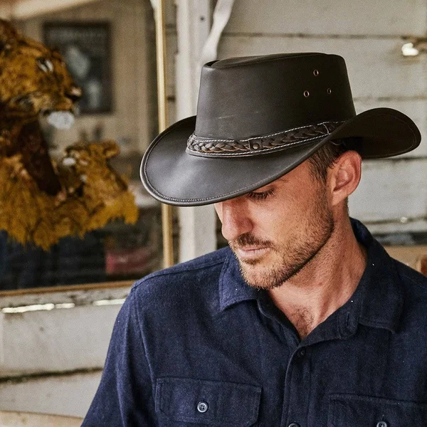 Conner Down Under Leather Hat Brown X-Large