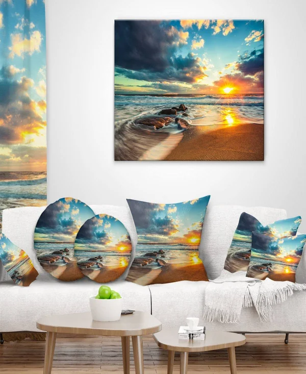 Designart &Beautiful Cloudscape Over The Sea & Modern Beach Canvas Art Print - Size: 40 inch x 30 inch