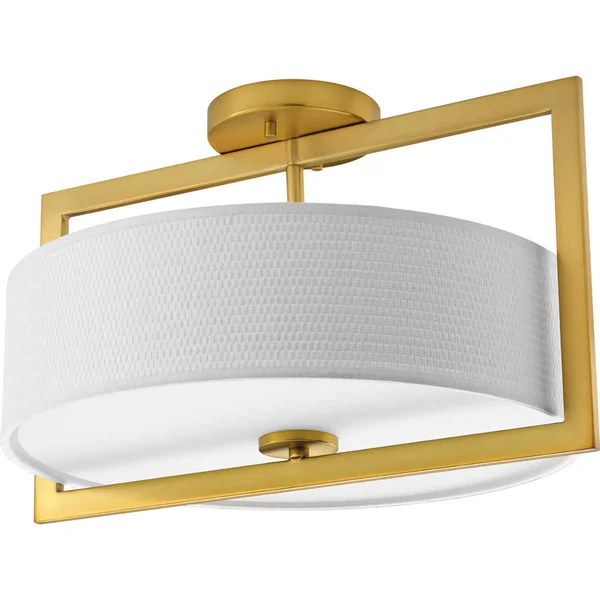 Progress Lighting P3530-137 Harmony Semi Flush Mount Light, Natural Brass