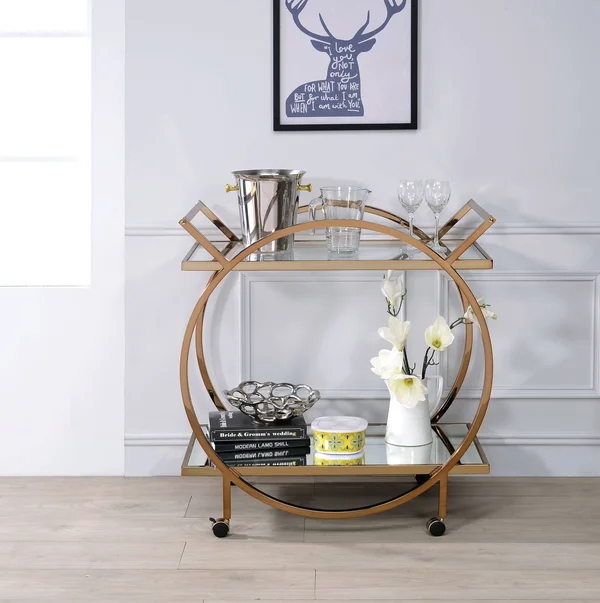 Acme Traverse Serving Cart - Champagne & Mirrored
