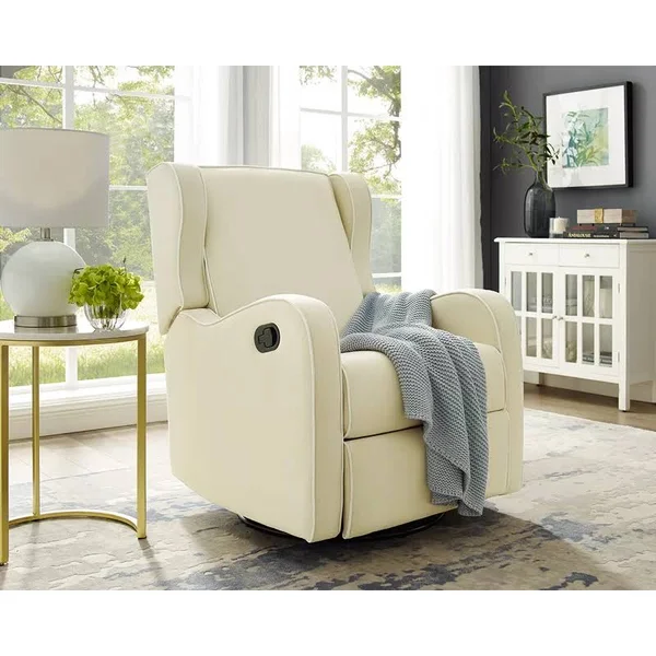 Rowe Upholstered Manual Reclining Glider Recliner (Color: Gray Linen)