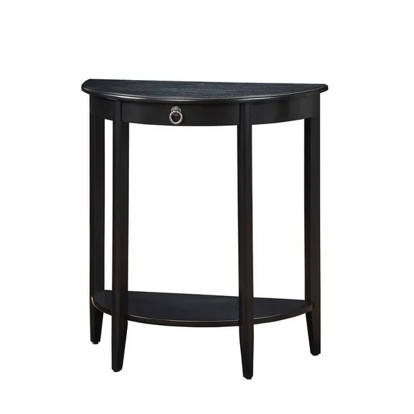 Black Wooden Justino II Console Table with 1 DRW & Open Compartment