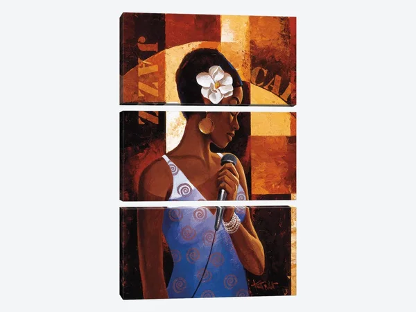 Keith Mallett Large 3-Piece Canvas Print - Jazz Cafe ( Music > Jazz Music art)