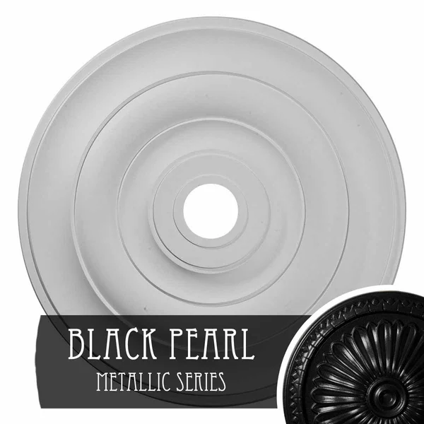 26 1/2 inchod x 3 5/8 inchid x 1 1/2 inchp Jefferson Ceiling Medallion (Fits Canopies Up to 5 inch), Hand-Painted Black Pearl