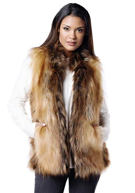 Red Fox Faux Fur Hook Vest S - S Red Fox by Fabulous Furs