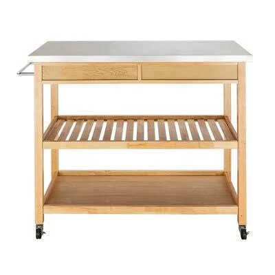 Rooling Kitchen Cart with Stainless Steel Top Prep & Savour