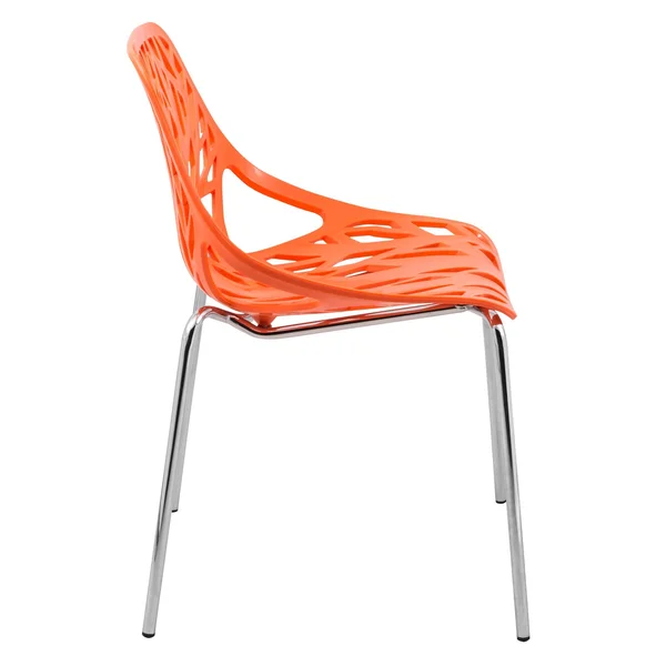 LeisureMod Asbury Orange Open Back Chrome Dining Side Chair Set of 4