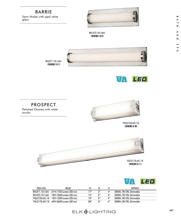 Elk Lighting WSL2125-AC-15 Prospect 15 inch Linear Vanity in Chrome with Acrylic Diffuse