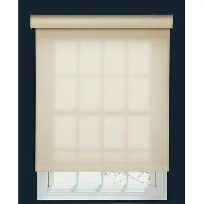 Custom 5% Light Filtering Roller Shade Linen Avenue Color: Muslin, Size: 67.75x22 W x 36 - 42x22 L