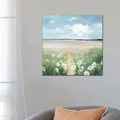 Ocean Wildflowers by Sally Swatland - Painting Print iCanvas Format: Wrapped Canvas - Matte Color: No Matte, Size: 26x22 H x 26x2