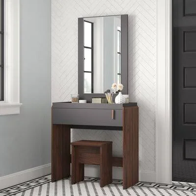 Wrought Studio Askern Vanity Set with Stool and Mirror