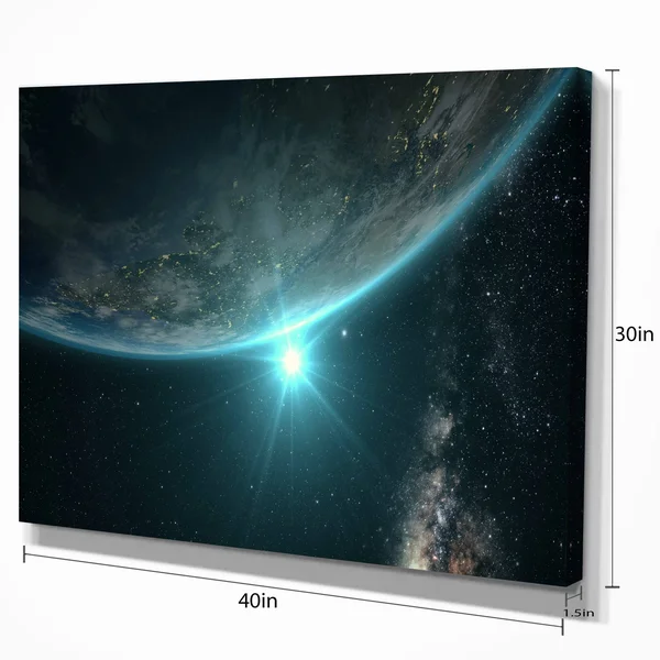 Design Art Sunrise in Earth from Space Contemporary Landscape Canvas Art - 40X20x22