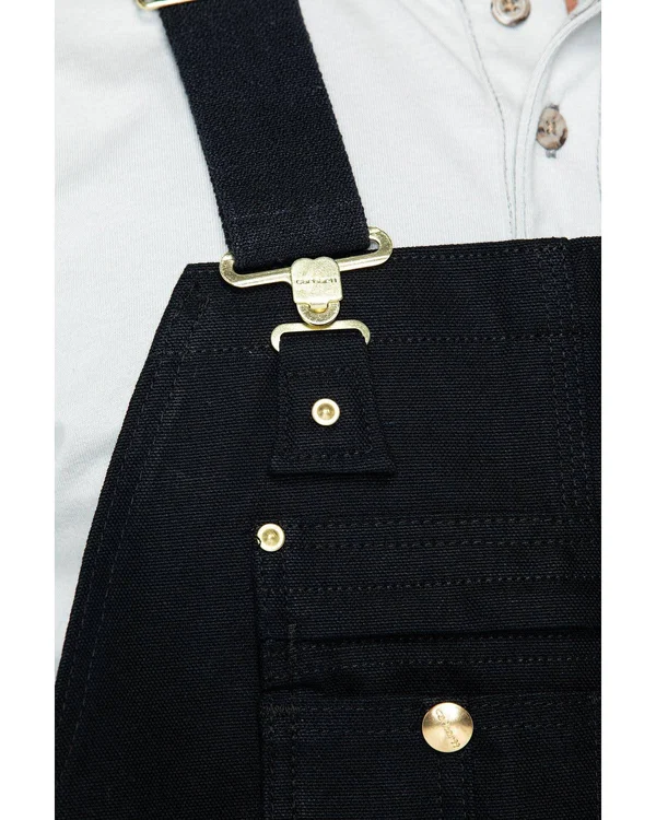 Carhartt Men's Duck Zip-to-Thigh Quilt-Lined Bib Overalls - Black