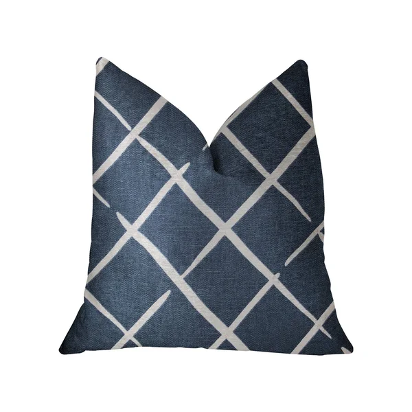 Plutus Davinci Blue and White Luxury Throw Pillow 12x22L x20x22W