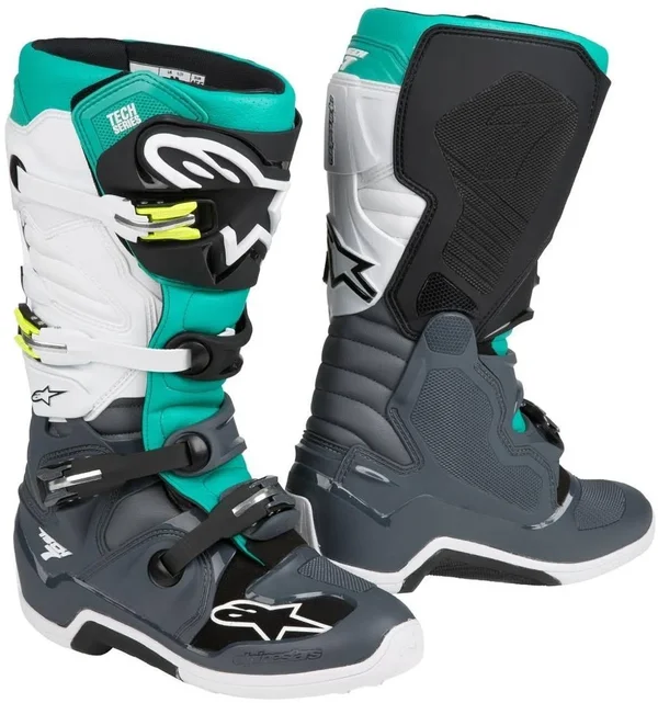 Alpinestars Tech 7 Boots Dark Gray/Teal/White 8