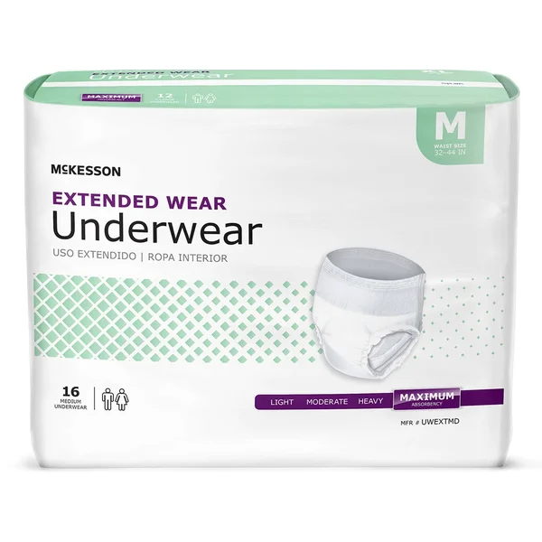 McKesson Extended Wear Maximum Absorbent Underwear - Medium; Case of 64