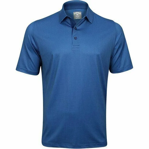 Callaway Men's Swing Tech Printed Gingham Polo Shirt - Blueberry Pancake, Size Small, Polyester/Elastane
