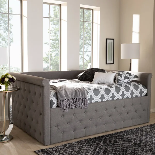 Baxton Studio Amaya Full or Queen Size Fabric Daybed Grey Queen