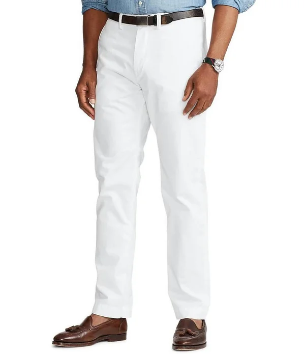 Polo Ralph Lauren Mens Classic Fit Flat Front Chino Pants White