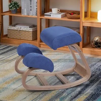 Ergonomic Kneeling Chair - Rocking Balancing Wood Knee Stool Inbox Zero
