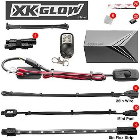 XKGlow XK034002-AB Underglow Remote Control Light Blue LED Rock Light Kit