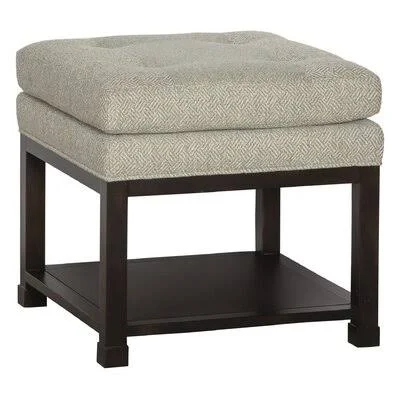 Libby Langdon 20.5x22 Wide Tufted Square Standard Ottoman with Storage Fairfield Chair 9508 Smoke/Montego Bay